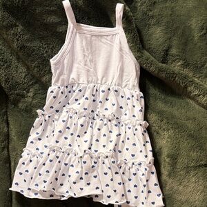 White Dress with Blue Heart Pattern